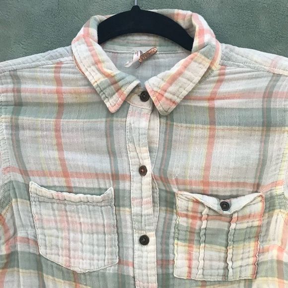 Free People Plaid Cotton Crop Shirt‎ - Picture 3 of 8